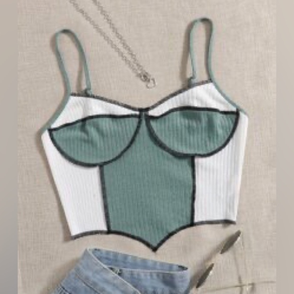 Shein | Blue & White Crop Top